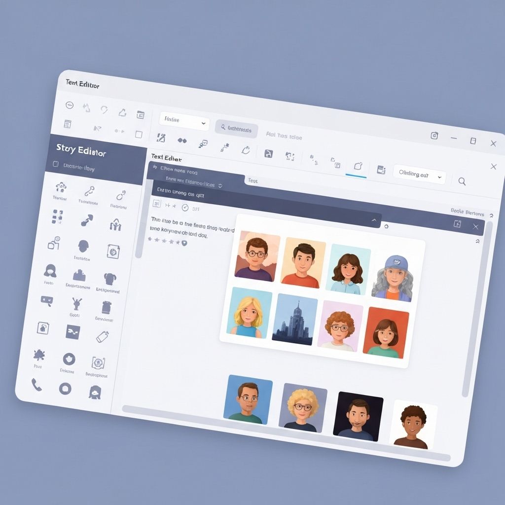 Storyplex editor showing text and images